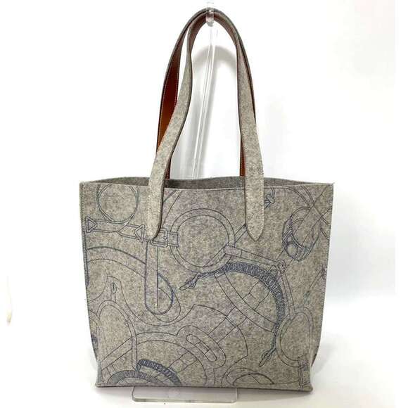 HERMES Gray Leather Tote Bag - Picture 2 of 6